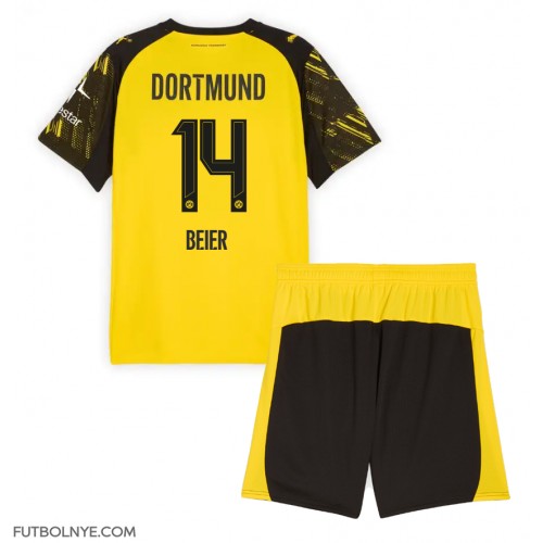 Camiseta Borussia Dortmund Maximilian Beier #14 Primera Equipación para niños 2025-26 manga corta (+ pantalones cortos)